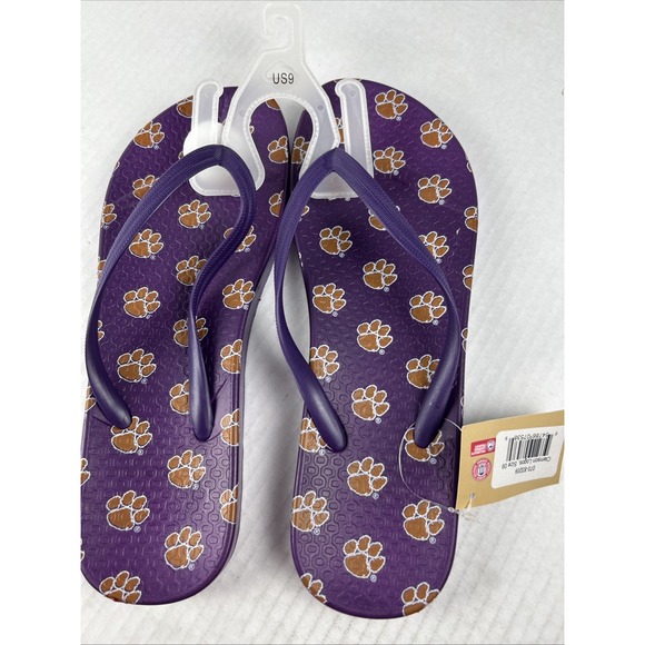 Clemson University Size 9 Purple Flip‎ Flops Brand New - Picture 1 of 5